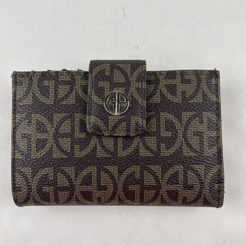 Giani Bernini Leather Framed Wallet Card Slots Snap Closure Coin Pocket Brown